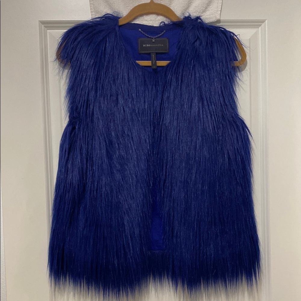 BCBG Blue Faux Fur Vest